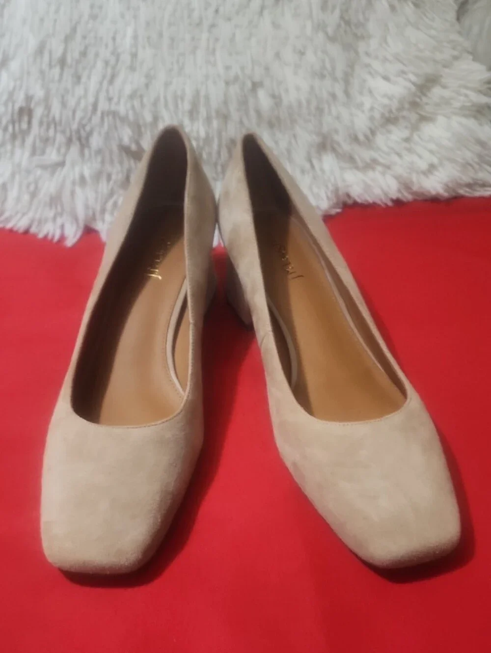 J. McLaughlin Cassey Beige Suede Block Heel Pumps